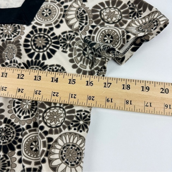 Croft & Barrow Blouse Women Small Stretch Cream Black Square Neck - Picture 3 of 7